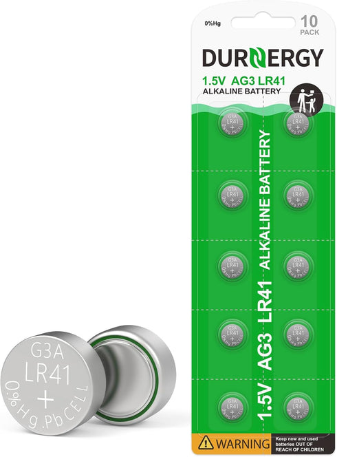 LR41 Batteries 10 Pack, 384 392 1.5 Volt Alkaline Button Cell Battery, AG3 for Watches