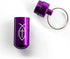Purple Pill Case Keychain, Waterproof Metal Travel Container for Medicine Storage, Small Organizer with Christian Fish