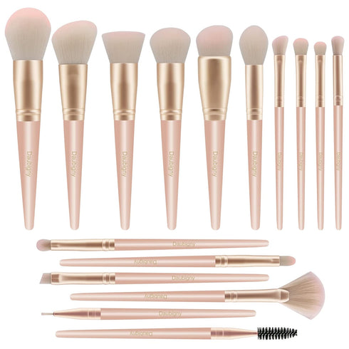 Daubigny 16Pcs Silver Premium Synthetic Makeup Brush Set - Professional Foundation, Powder, Concealers, Eye Shadows,