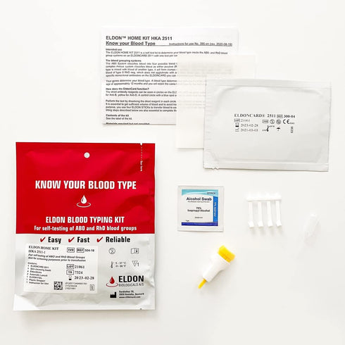 Original Home Blood Typing Kit, New Package with Improved Lancet, 3 Kits