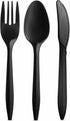 1000 Count Black Silverware Set, 334 Plastic Forks, 333 Spoons, 333 Knives, Medium Weight BPA Free Disposable Cutlery