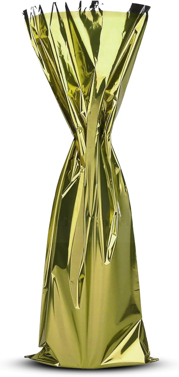MT Products Gold Metallic Mylar Wine Gift Bags - 6.5" x 18", Pack of 25, Great for Wine Pull