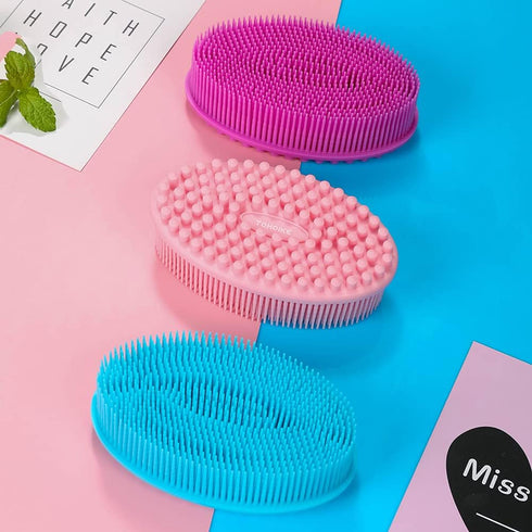 TDHDIKE Silicone Body Scrubber Loofah, Set of 3 Soft Exfoliating Bath Shower Scrubbers