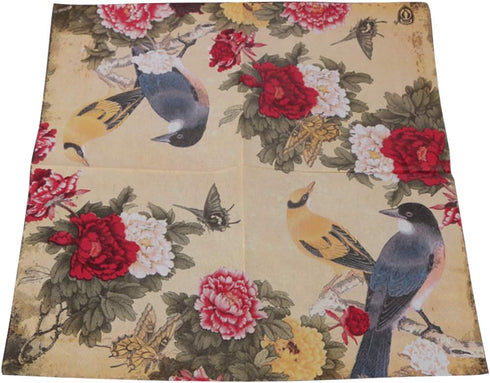 Decorative Disposable Napkins, Floral Pattern Birds Printing Decoupage Paper for Dinner Tableware (20 Count)