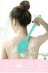Silicone Back Scrubber Bath Body Shower Brush with Long Handle, Green