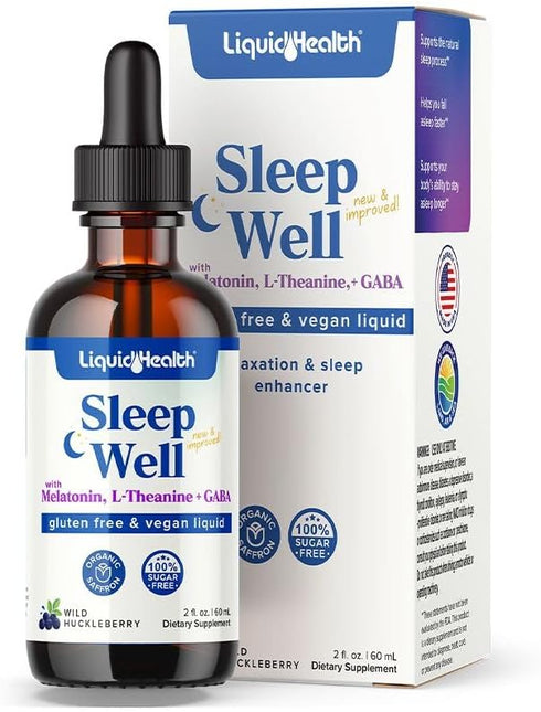 LIQUIDHEALTH Sleep Well Natural Sleep Aid Melatonin Drops, 2 oz, Vegan, Sugar-Free, Drug Free