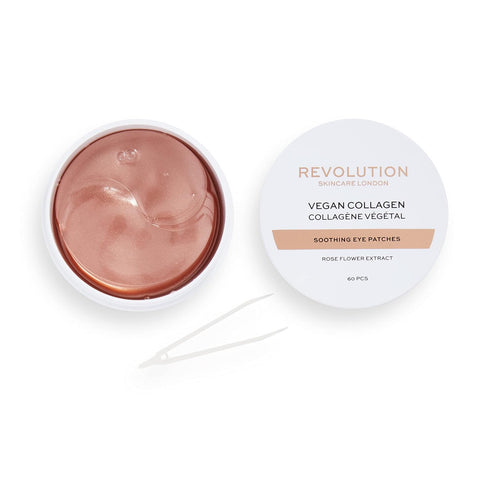 Revolution Skincare Rose Gold Vegan Collagen Soothing Undereye Patches, 30 Pairs with Rose Flower Extract, Cruelty Free
