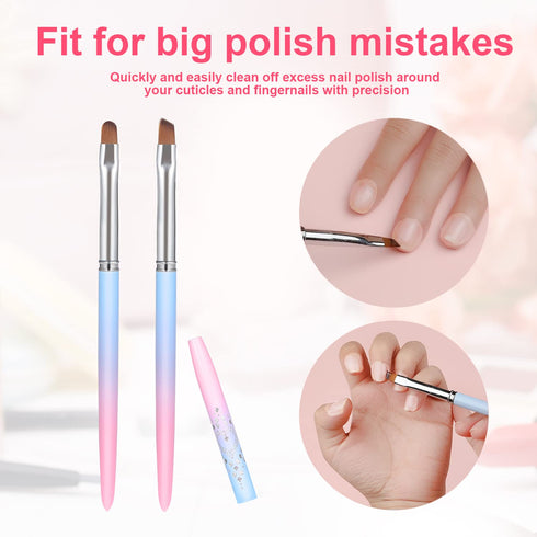 SAVITA 2pcs Nail Art Clean Up Brushes, Painting Tools for Nail Art Design & Polish Mistake Cleaning