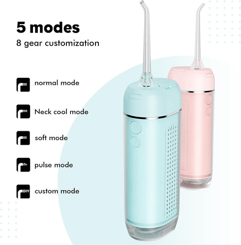 Powerful Portable Cordless Water Dental Flosser: Rechargeable Mini Oral Irrigator with 2000 mAh Li-ion, 5 Modes, IPX7