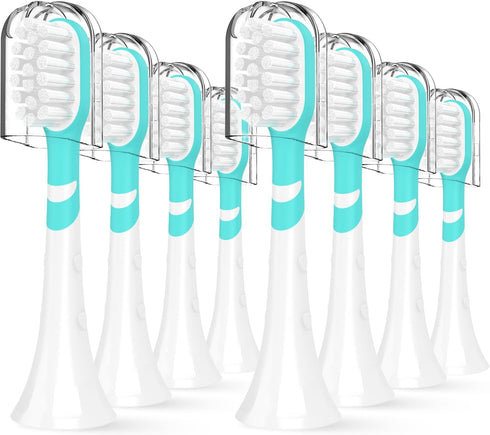 Kids Toothbrush Heads Compatible with Electric Philips Sonicare Handle, 8 Pack Green for Ages 3-7, Mini Brush Heads
