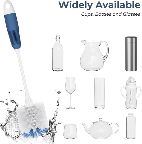 Amazer Bottle Brush Cleaner, Long Flexible Handle Scrub for Water Bottles, Glasswares, 2 Pack.