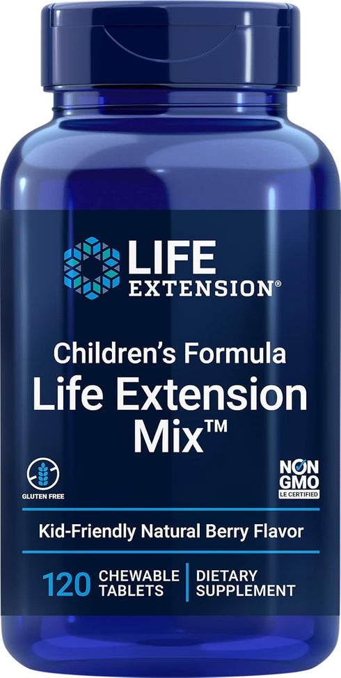 Life Extension Children's Formula Mix, Berry-Flavored Chewable Multivitamin – Gluten-Free, Non-GMO – 120 Tablets