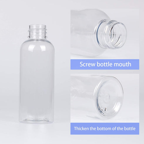 TRENDBOX 6 Pack Plastic Empty Bottles with Flip Cap for Shampoo, Lotions, Liquid Soap, Cream (2 oz / 60 ml)