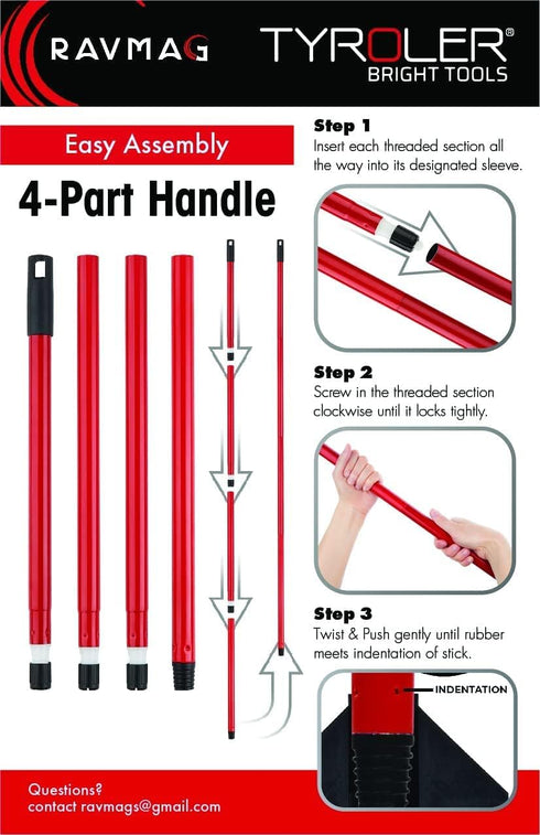 Rubber Broom Lightweight - 100% Natural Rubber with 55 Inch Anti-Rust Handle, Best for Pet & Human Hair