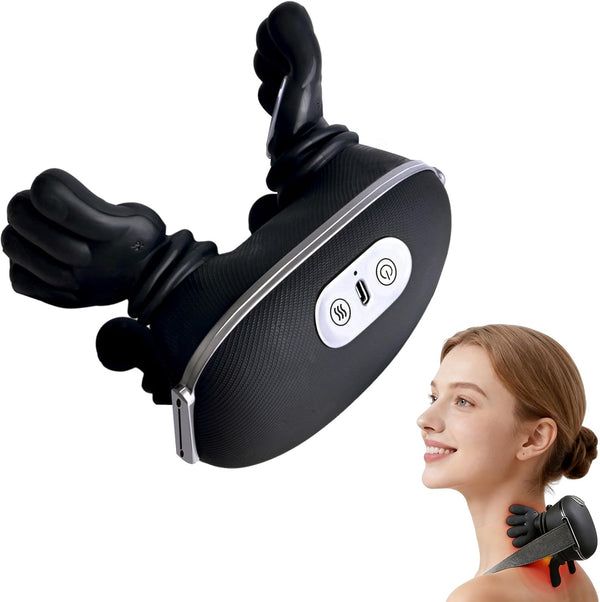 Npmkx Neck Massager with Heat, Black Neck and Shoulder Massager for Pain Relief