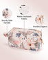 Narwey Small Makeup Bag for Women, Mini Zipper Pouch Travel Cosmetic Bag (Beige Flamingo, Small)