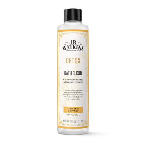 J.R. Watkins Detox Bath Elixir, 6 oz Liquid Bath Soak with Turmeric & Citron, Natural Detoxifying Extracts