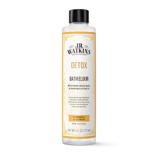 J.R. Watkins Detox Bath Elixir, 6 oz Liquid Bath Soak with Turmeric & Citron, Natural Detoxifying Extracts