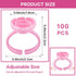Pretty Memory Glue Rings for Eyelash Extensions, 100PCS Blooming Lash Glue Holder, Pink Volume Fanning Cup