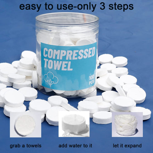 Portable Compressed Towels, 100 PCS Mini Magic Coin Tissues, Disposable Napkins for Camping, Home, Travel, Sports