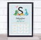 The Card Zoo New Baby Birth Details Christening Nursery Dinosaur Initial S Gift Print