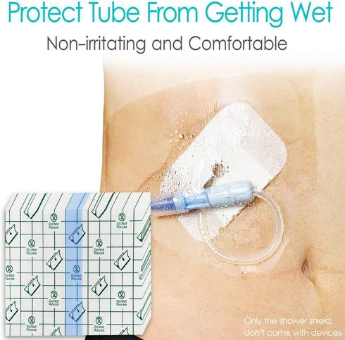 Dialysis Catheter Shower Cover 8"x8", Waterproof Protector for PD Chest Catheter, Pack of 25