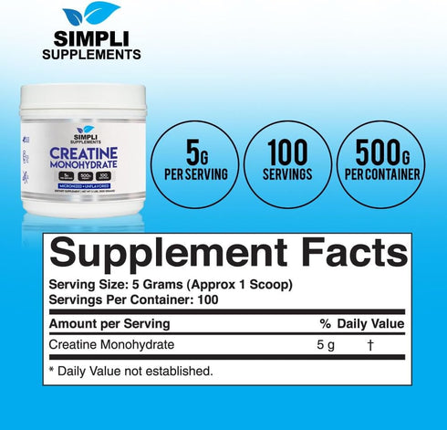 Creatine Monohydrate Micronized Powder, Unflavored, Keto Friendly, 500g