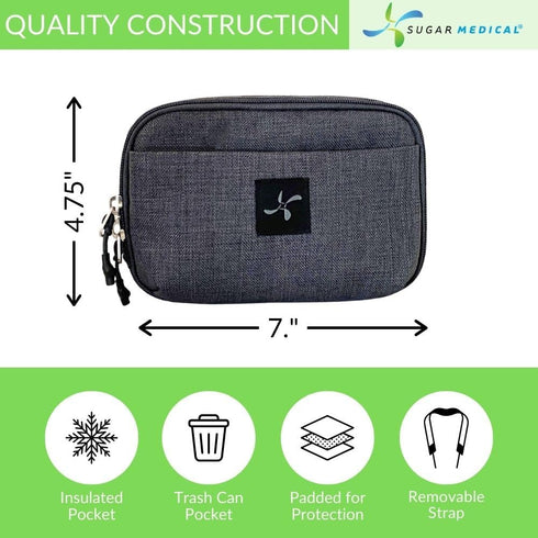 Sugar Medical Insulated Diabetes Supply Bag Glucose Meter Case & Diabetic Organizer | Crossbody or Belt Bag