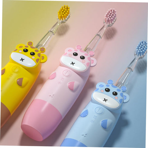 Set Boy Girl's Sonic Electric Toothbrush Frequency Soft Bristles for Tender Gums Colorful Light Feature Toothbrush Kit
