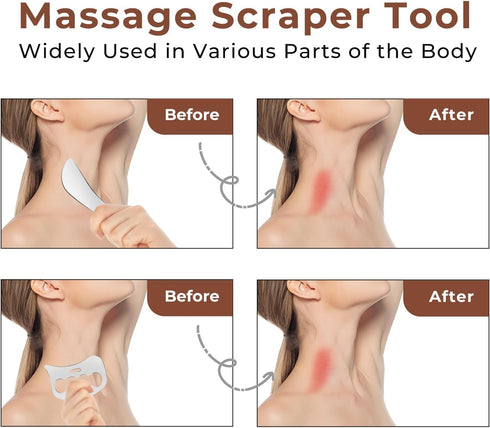 Set Muscle Scraper Tool Stainless Steel Body Gua Sha Scraping Tool Physical Therapy Suitable for Face,Back