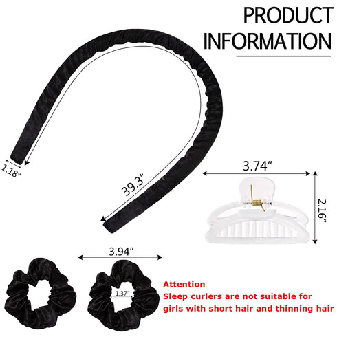 No Heat Curlers CORATED, Heatless Curls for Long Hair, Silk DIY Hair Styling Tools Kit, Sleep-In Headband