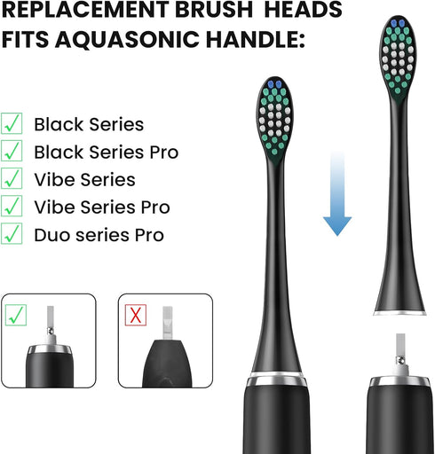 Replacement Toothbrush Heads Pack of 5 Compatible with AquaSonic Black Series, Vibe Series, Black Series Pro