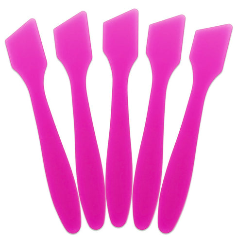 Pana 10 Pieces 7.35" Pink Large Flexible Mixing Spatula for Reusable Cosmetic Skin Care Facial Cream Mask Mixing