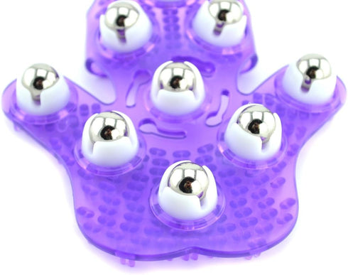 SAMYO 9 360-degree-roller Palm Shaped Massage Glove Body Massager with Metal Roller Ball Beauty Body Care (Purple)