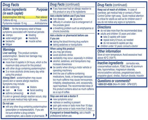 Midol Complete Menstrual Pain Relief Caplets with Acetaminophen for Period Cramps, 40 Count (Pack of 3)