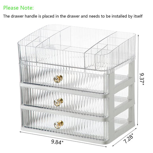 MIUOPUR Makeup Organizer with 3 Large Drawers, Ideal for Bathroom and Bedroom Vanity Storage