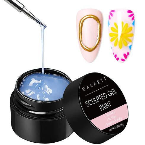 Makartt 3D Painting Gel, Clear Nail Gel for Nail Art, Chrome Nail Powder Micro 3D Sculpting Gel for DIY