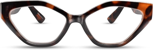 Tortoise Shell Geometric Cat Eye Reading Glasses for Women, Funky Look & Clear Vision, Sturdy Magnifying Glasses for