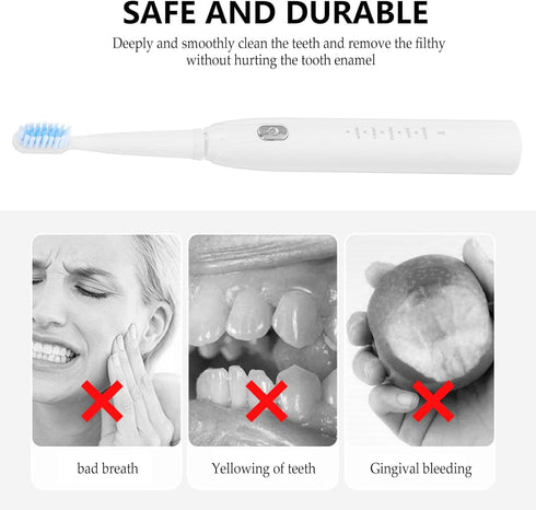 ZUNOXAZ Electric Toothbrush USB Charging Waterproof Five-Speed Vibration Soft Bristle Built-in Battery White