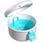 ARGOMAX Leak Proof Retainer Cleaner Case for Soaking Dentures, Denture Travel Case, White and Blue