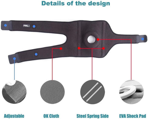 Patella Knee Brace for Arthritis Pain and Support with Side Stabilizers, Adjustable Neoprene Sleeve