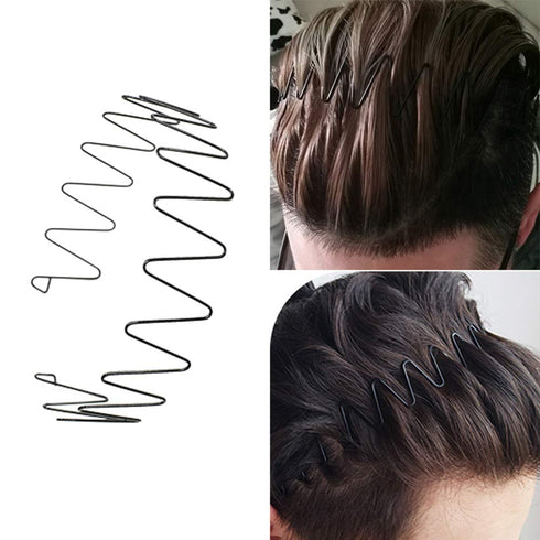 Men's Slicked Back Headband, Outdoor Sports Fashion Pigtail Hair Band with Metal Head Buckle Clip for Long Hair, Braid