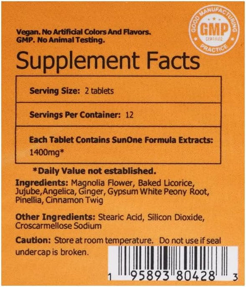 SunOne Herbal Supplements for Cold & Flu Relief, Non-Drowsy