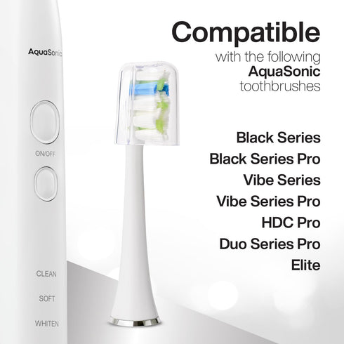 AquaSonic Proflex Replacement Brush Heads, Compatible with Many AquaSonic Toothbrush Handles, 8 Pack White