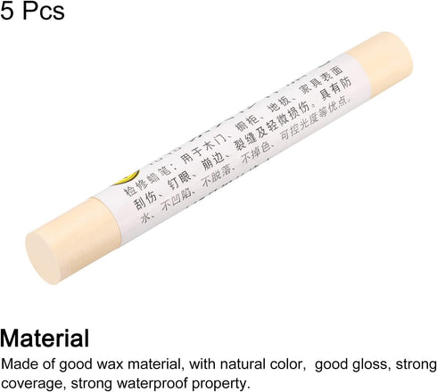 uxcell Furniture Repair Crayons - 5Pcs Linen White Wood Wax Filler Stick for Touch Up on Scratches