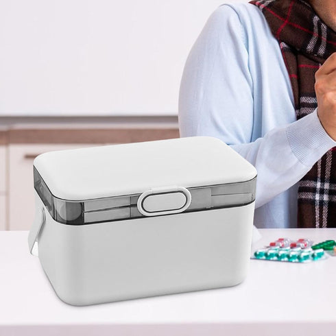 Naqqios Medicine Box Organizer Storage - Large Monthly Pill Box Organizer Medicine Chest Medicine Storage Box | Double