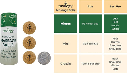 Travel Cork Massage Ball, Lightweight Sustainable Alternative for Muscle Pain Relief, Extra Small 0.75 Inch (Pack of 3)
