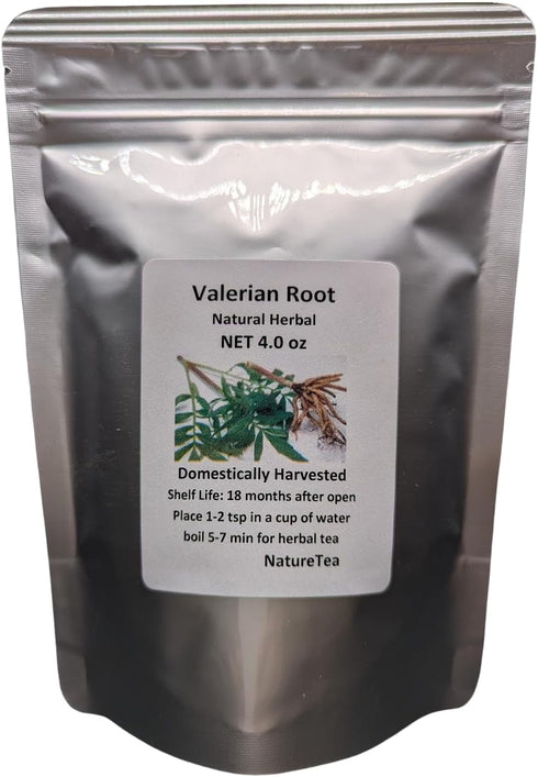 Valerian Root - Valeriana officinalis Dried Loose Root Cut by Nature Tea, 4 oz