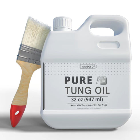 32 OZ Pure Tung Oil for Wood Finishing with Brush - Waterproof Wood Sealer for Indoor and Outdoor Use
