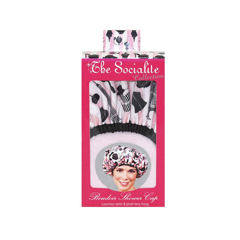 Reusable Nylon Shower Cap & Bath Cap - Oversized Waterproof Shower Caps for All Hair Lengths, Terry Lining